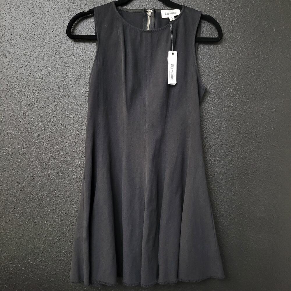 Day + Moon Midnight Muse Fit & Flare Dress Small Black Cotton NWT Sleeveless